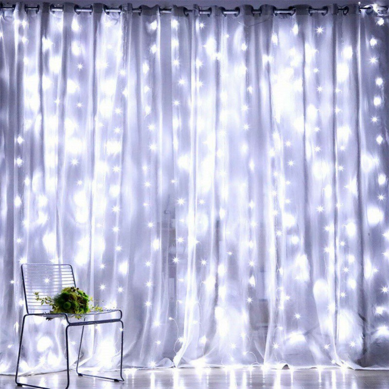 300LED/10ft Curtain Fairy Hanging String Lights Wedding Bedroom Home Decor USA 