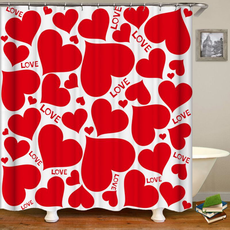 Details about   Red Rose Heart Bathroom Shower Curtain Set Non-Slip Toilet Lid Cover Bath Mat 